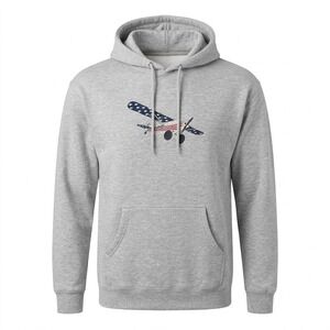 KUIU Mens XL Gray Hoodie Pullover American Flag Airplane Super Cub Graphic XL
